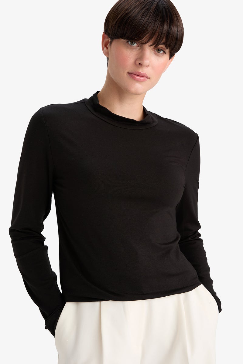 DeFacto Black Woman Long Sleeve Knitted Tops Casual - Image 4